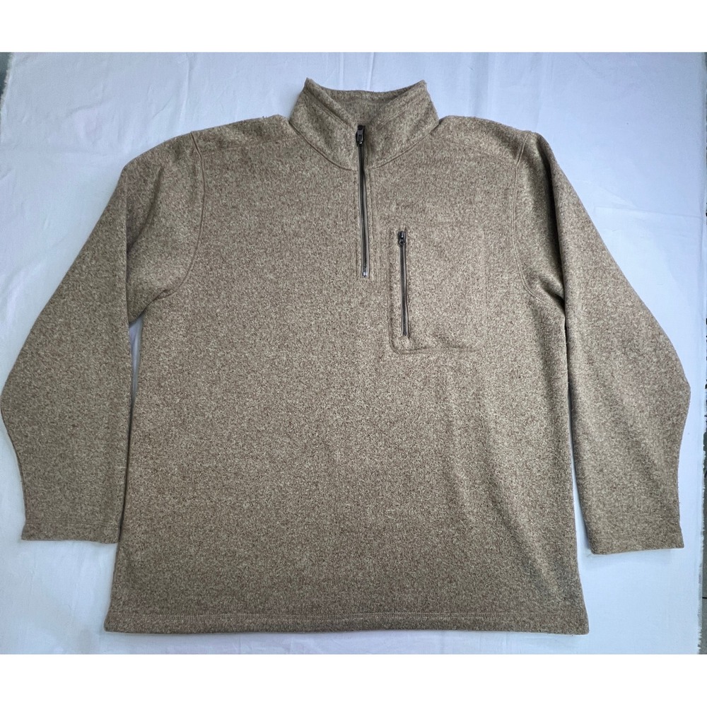 Outdoor Life Mens XL‎ Tan 1/4 Zip Pullover Sweater Long Sleeve Mock Neck